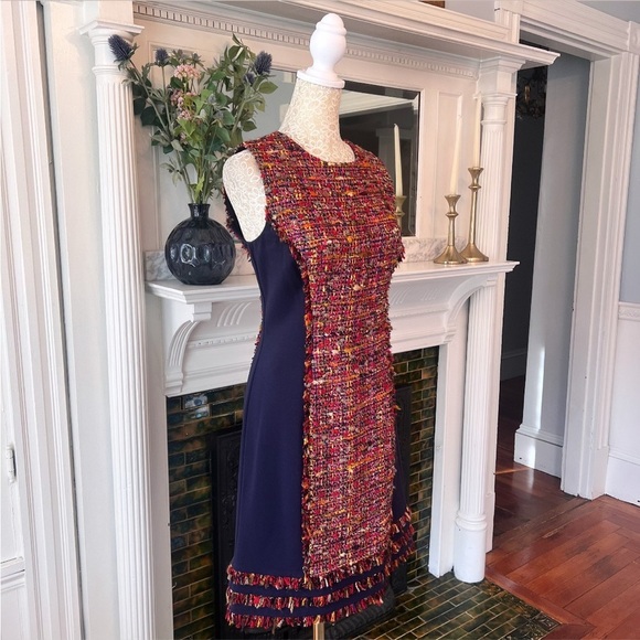 DIANE VON FURSTENBERG Jacey Rubiate Tweed Sleeveless Shift Dress Size 6 - Picture 5 of 16